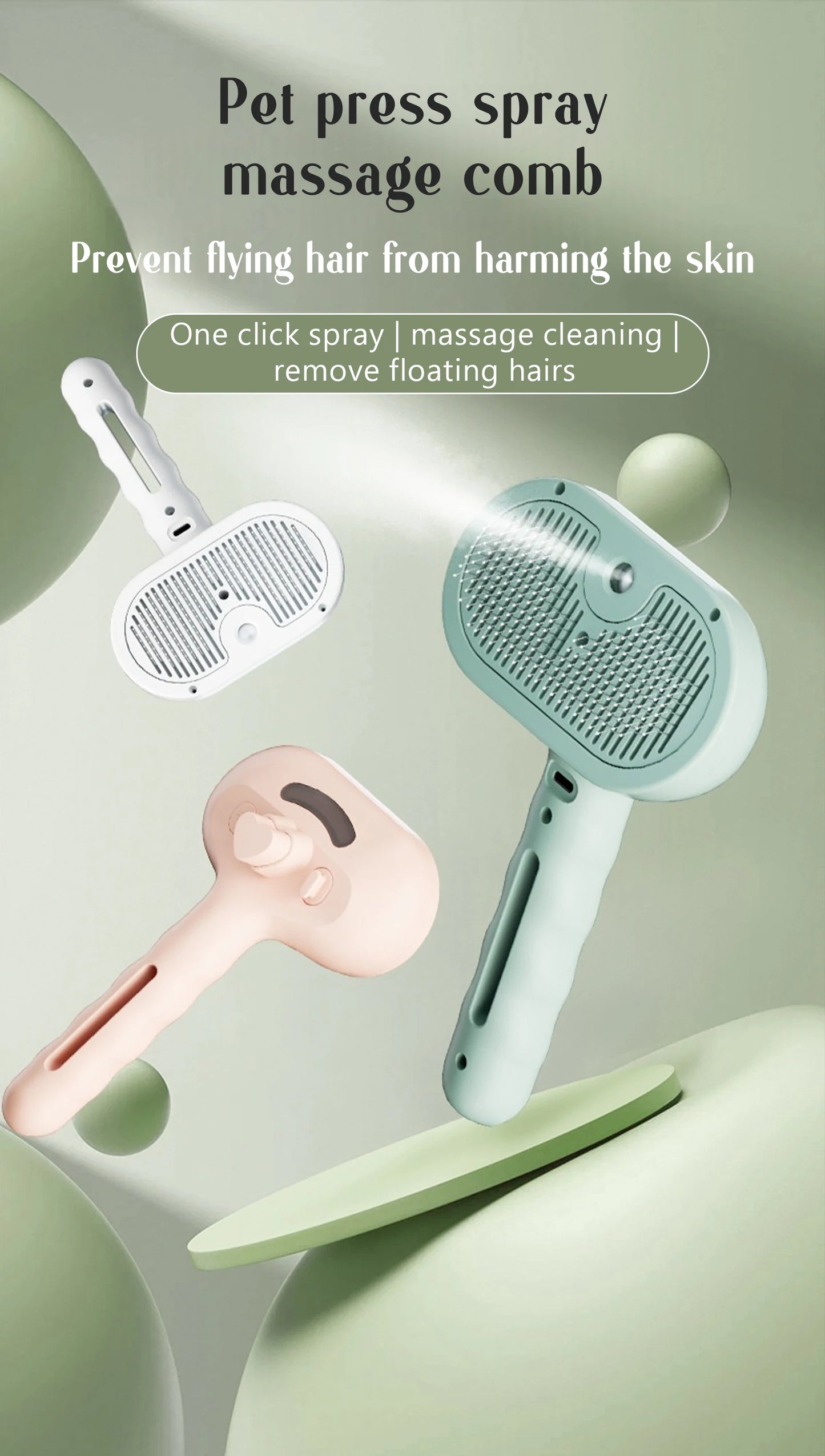 Portable Pet Grooming & Massage Comb – USB Rechargeable