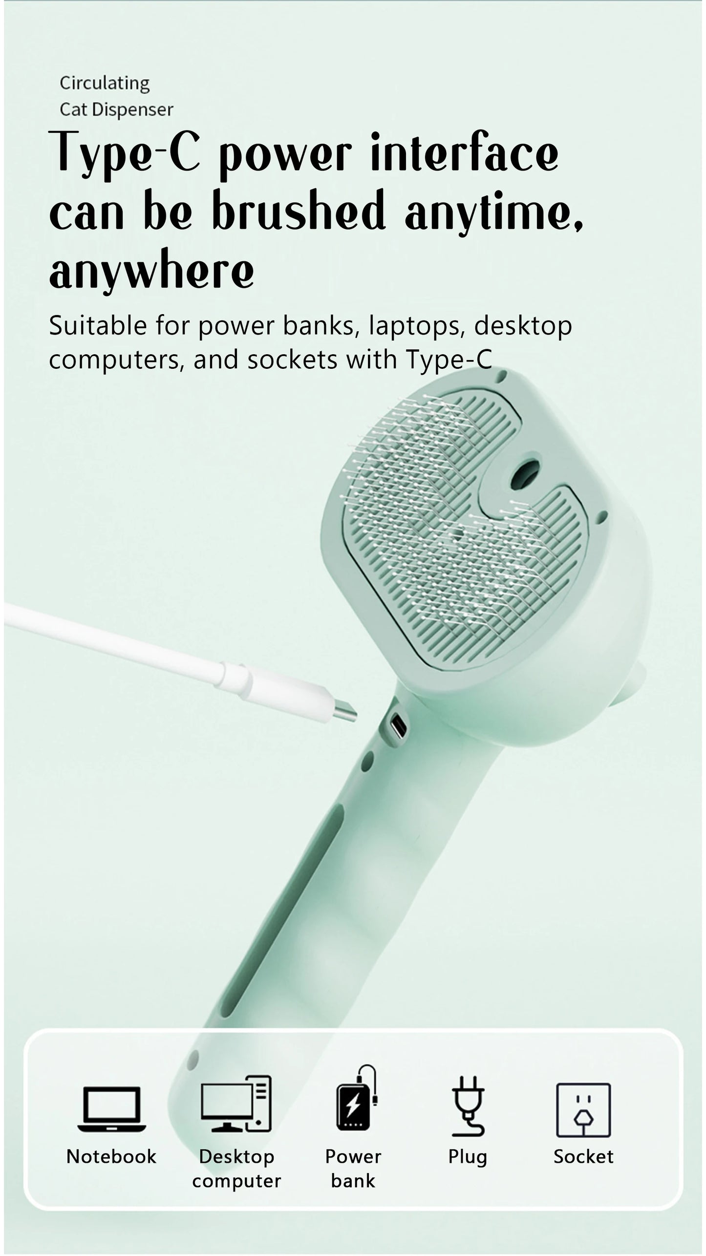 Portable Pet Grooming & Massage Comb – USB Rechargeable