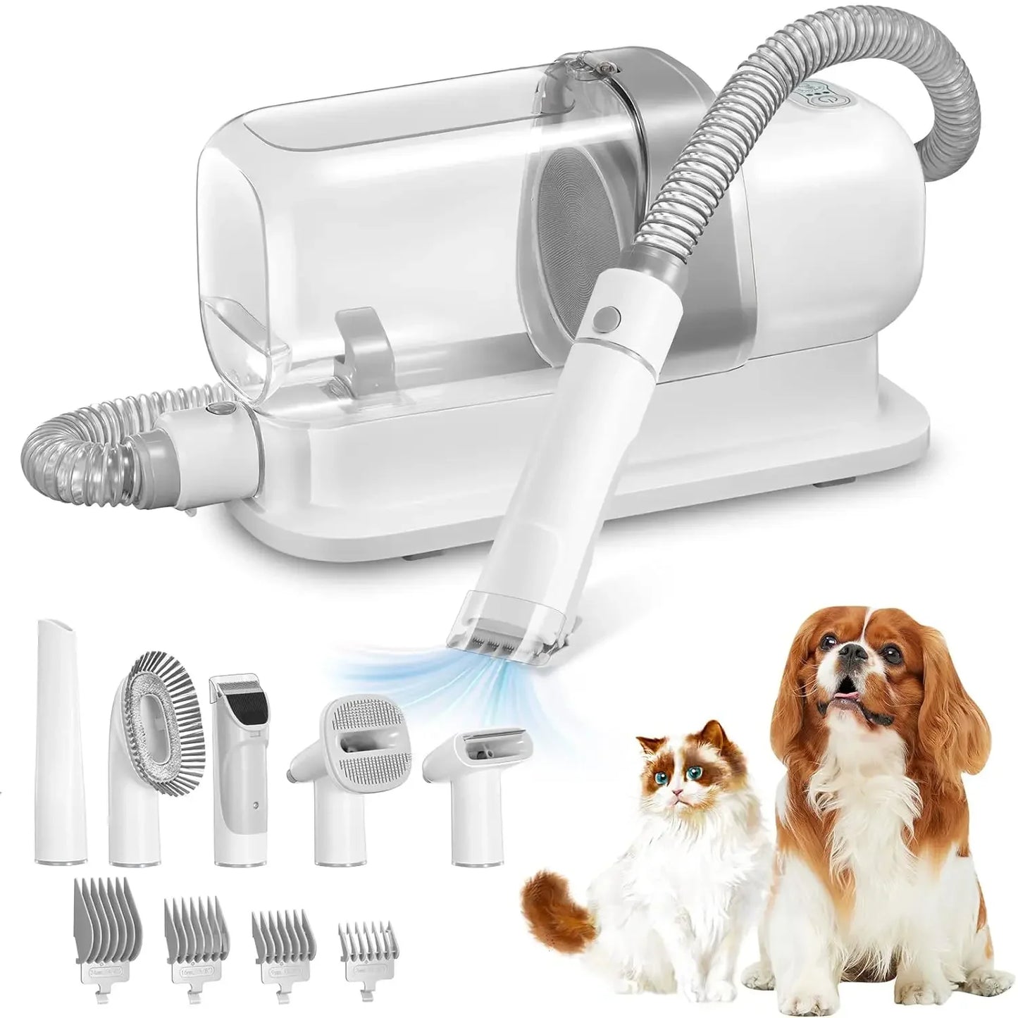 5-in-1 Dog Grooming Vacuum Kit – Low Noise, High Power, Easy Clean!