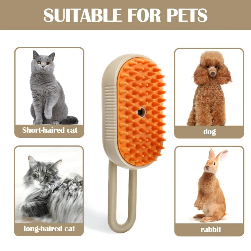 3-in-1 Pet Steam Brush – Steamy Mist Grooming Comb for Dogs & Cats | Pet Hair Remover & Grooming Tool