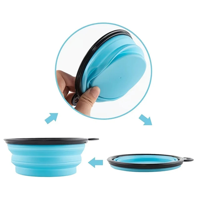 Portable Pet Food Bowl  Durable TPR Bowl  Cat and Dog Food Pet Silicone Collapsible Bowl Portable Travel Outdoor Water Food Bowl