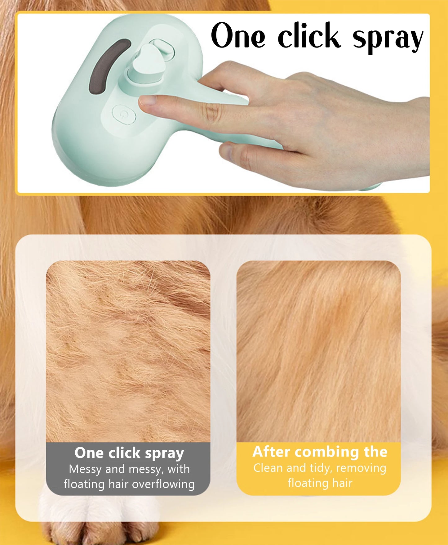 Portable Pet Grooming & Massage Comb – USB Rechargeable