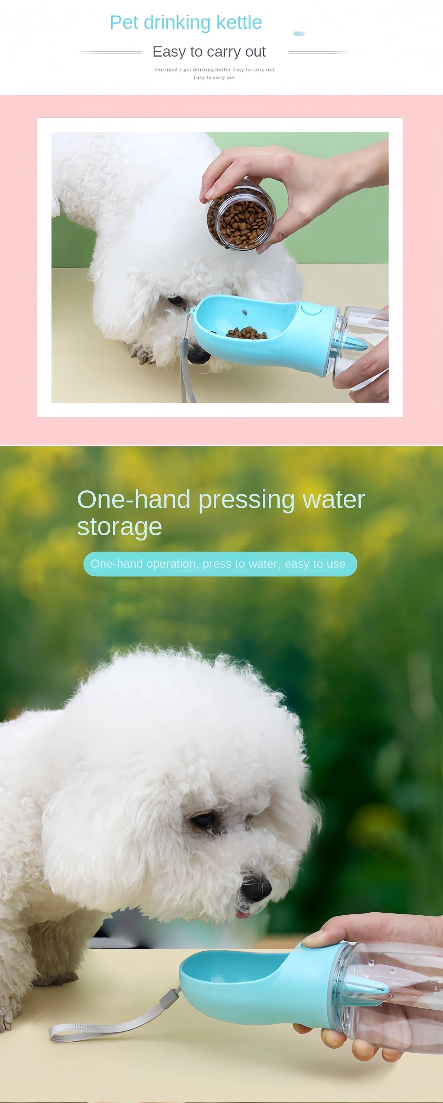 Portable Dog Food Storage and Water Bottle Container