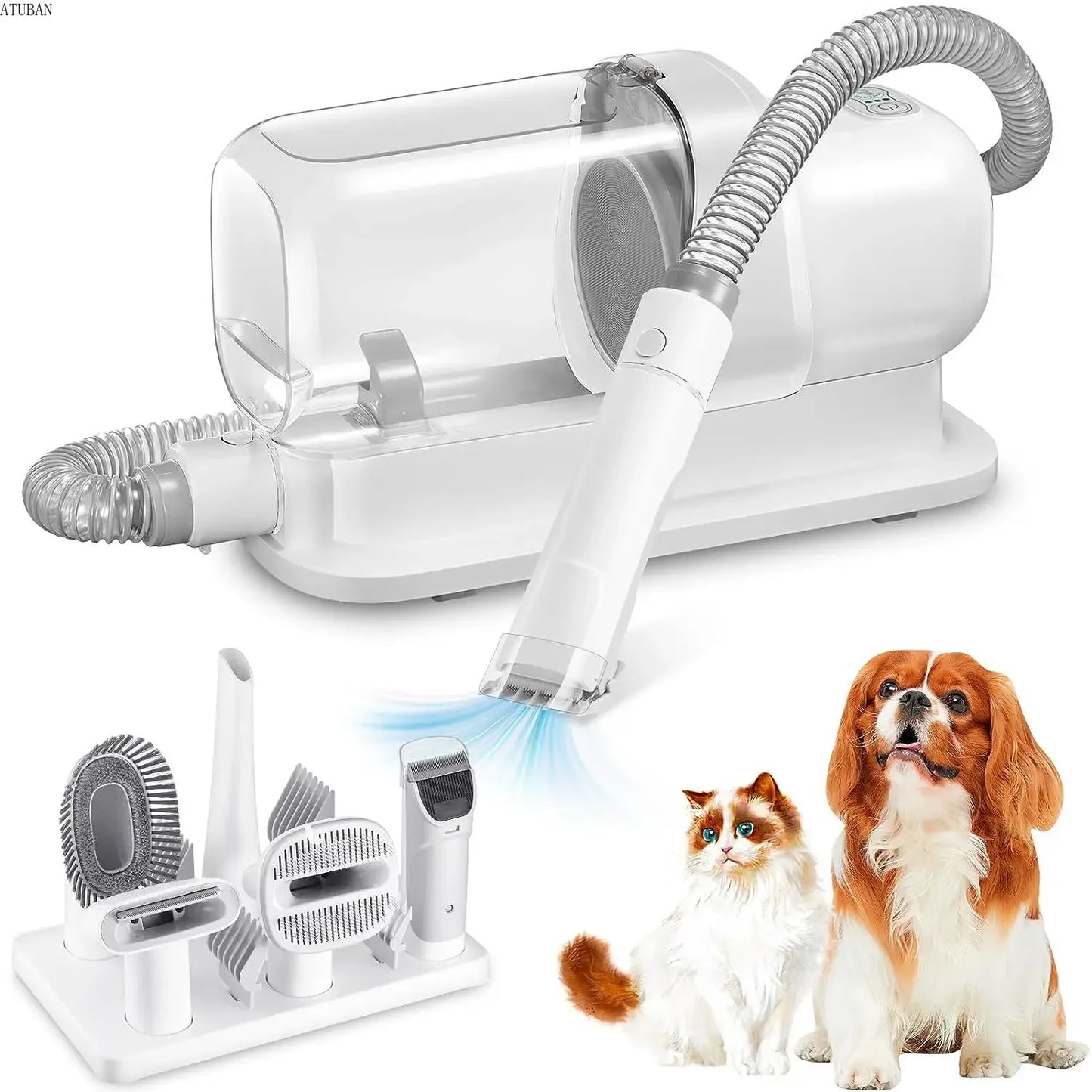 5-in-1 Dog Grooming Vacuum Kit – Low Noise, High Power, Easy Clean!