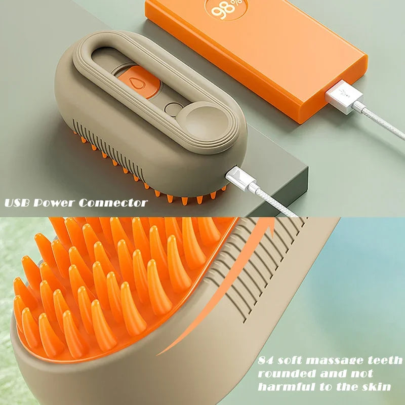 3-in-1 Pet Steam Brush – Steamy Mist Grooming Comb for Dogs & Cats | Pet Hair Remover & Grooming Tool