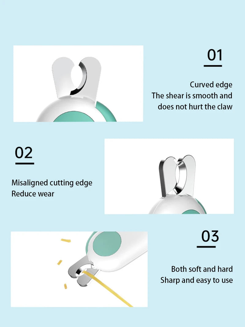 LED Light Dog Nail Clipper Professional Claw Trimmer with Safety Lock Grooming Tool Kit