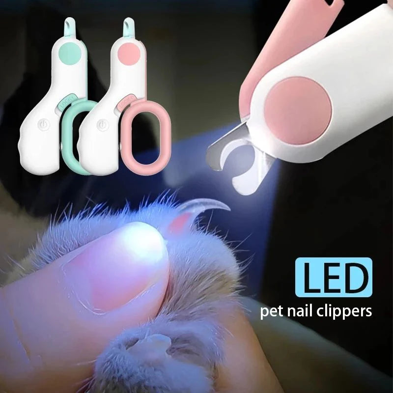 LED Light Dog Nail Clipper Professional Claw Trimmer with Safety Lock Grooming Tool Kit