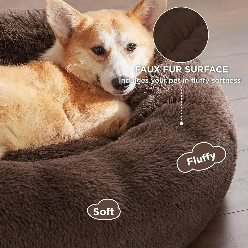 Donut Dog Bed – Joy, Calming, Washable Round Bed for Dogs & Cats | Anti-Slip Bottom, Soft & Cozy