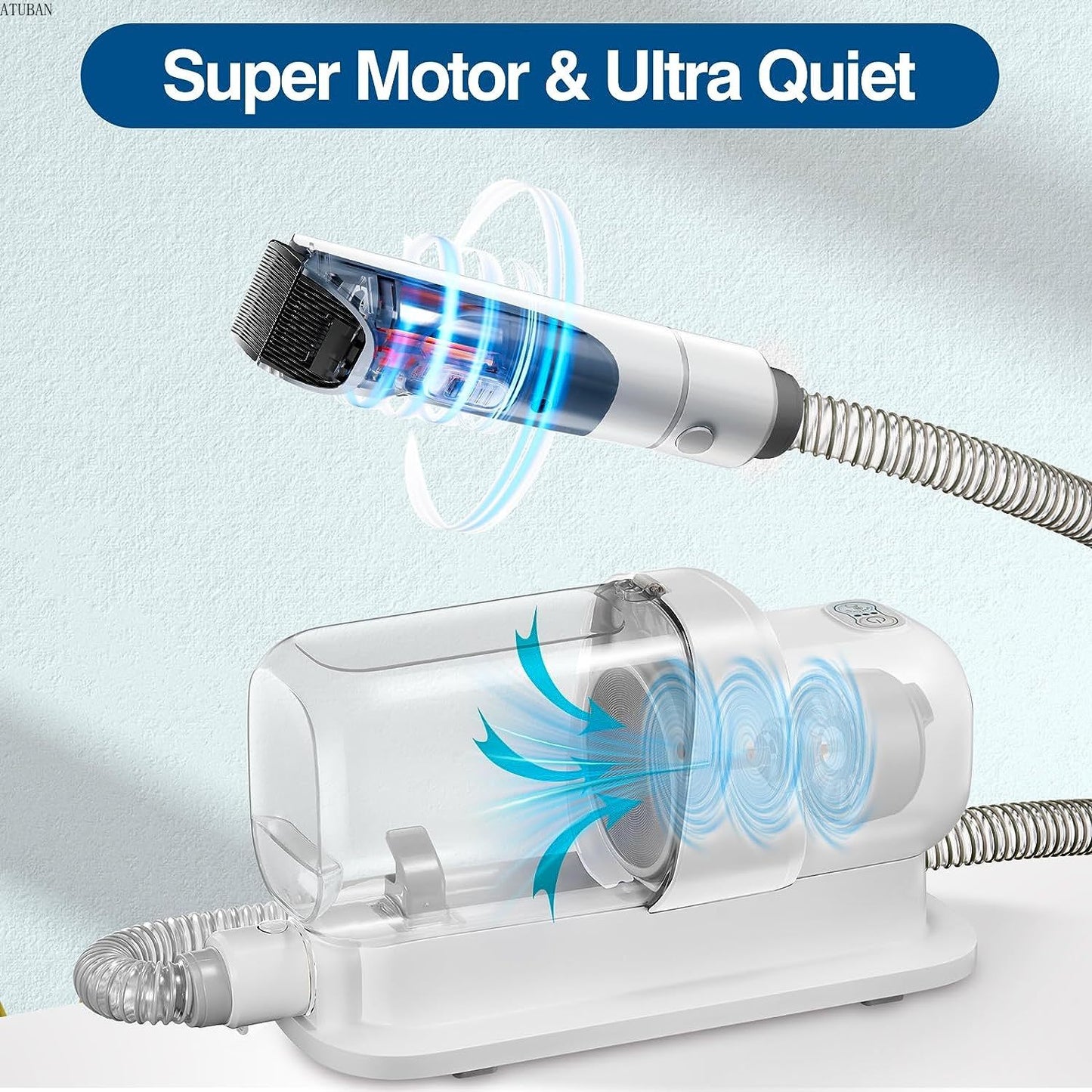 5-in-1 Dog Grooming Vacuum Kit – Low Noise, High Power, Easy Clean!