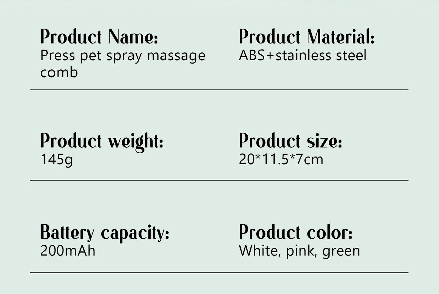 Portable Pet Grooming & Massage Comb – USB Rechargeable