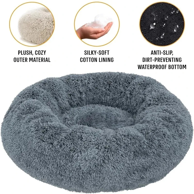 Donut Dog Bed – Joy, Calming, Washable Round Bed for Dogs & Cats | Anti-Slip Bottom, Soft & Cozy
