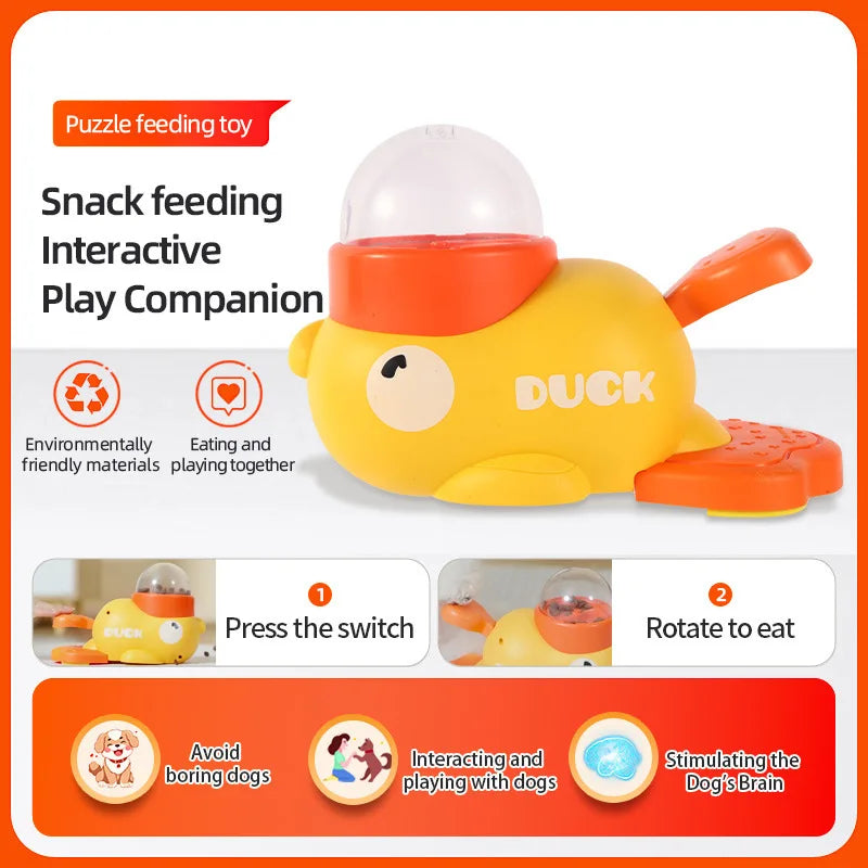 Interactive Pet Food Snack Treat Dispenser Cartoon Duck Design Dog Training Mental Enrichment