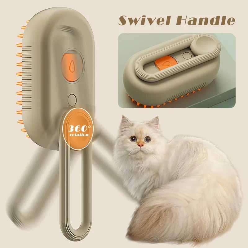 3-in-1 Pet Steam Brush – Steamy Mist Grooming Comb for Dogs & Cats | Pet Hair Remover & Grooming Tool