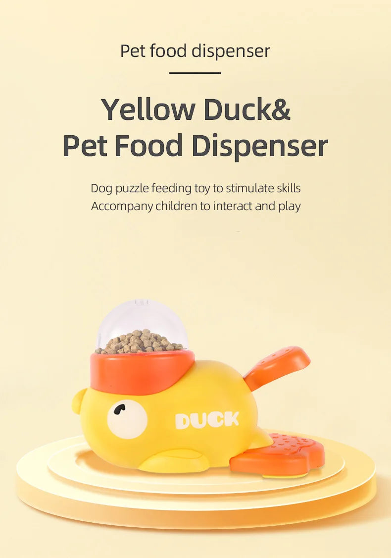 Interactive Pet Food Snack Treat Dispenser Cartoon Duck Design Dog Training Mental Enrichment