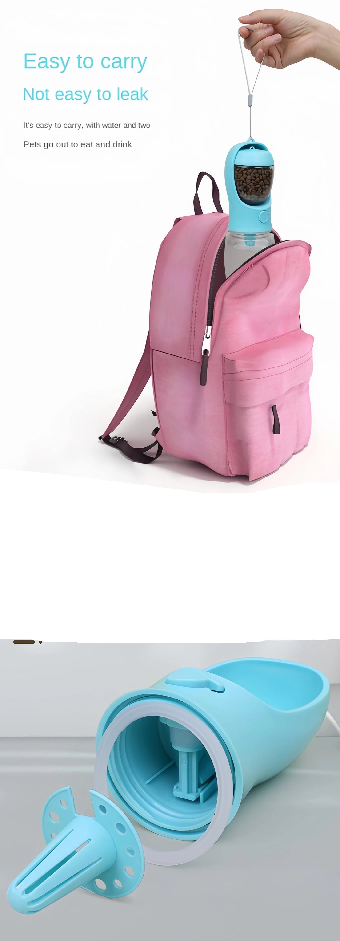 Portable Dog Food Storage and Water Bottle Container