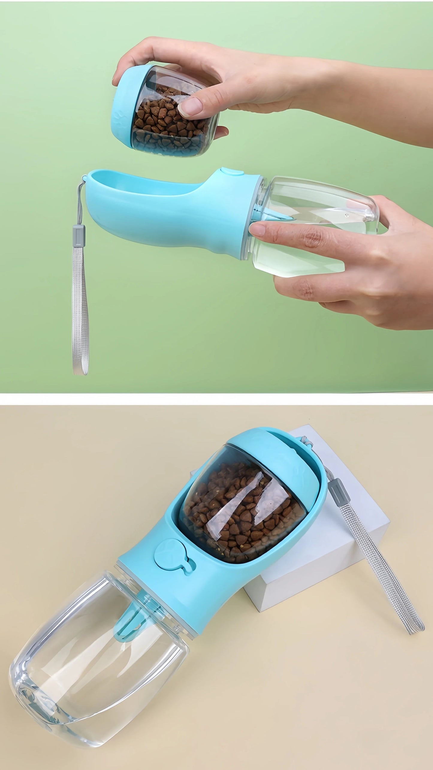 Portable Dog Food Storage and Water Bottle Container