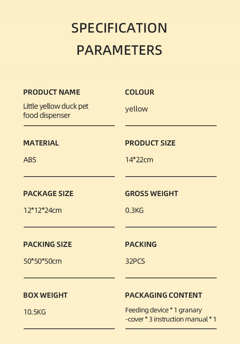 Interactive Pet Food Snack Treat Dispenser Cartoon Duck Design Dog Training Mental Enrichment