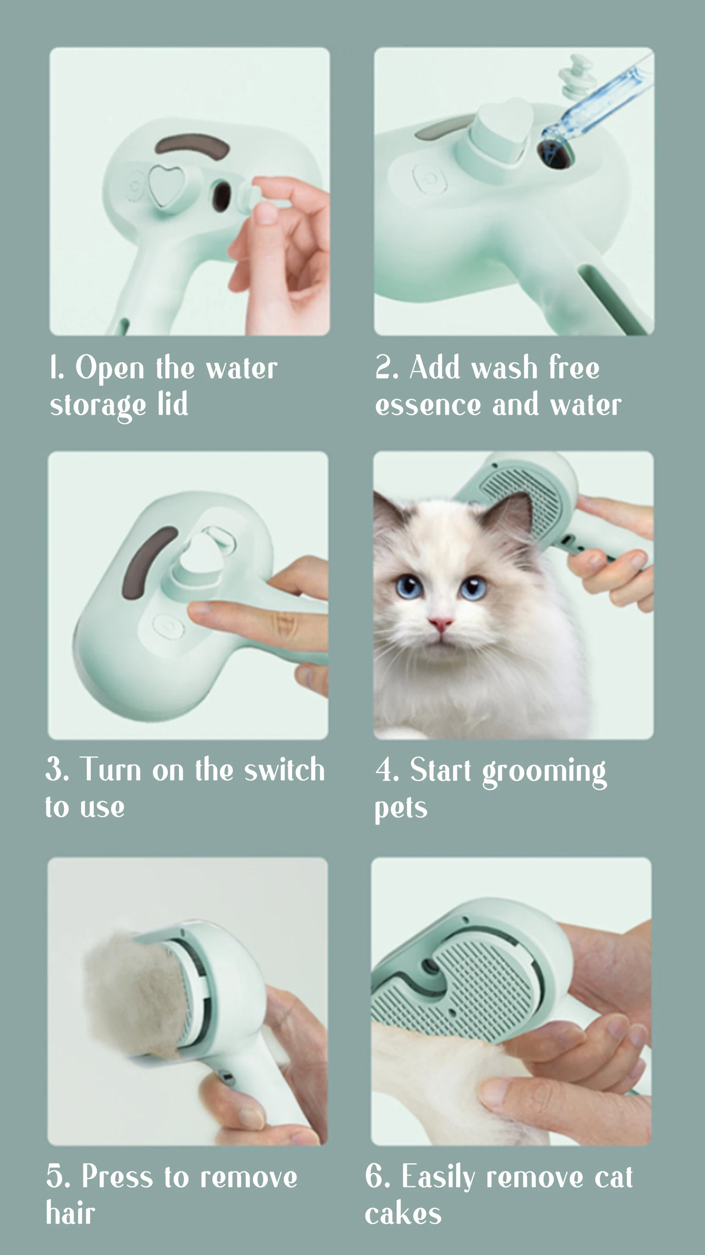 Portable Pet Grooming & Massage Comb – USB Rechargeable