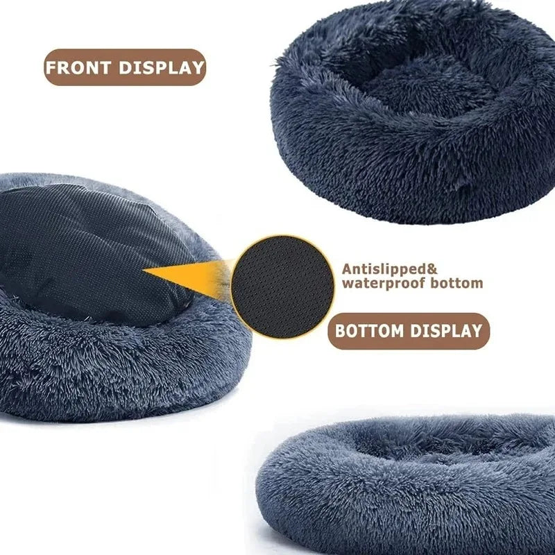 Donut Dog Bed – Joy, Calming, Washable Round Bed for Dogs & Cats | Anti-Slip Bottom, Soft & Cozy