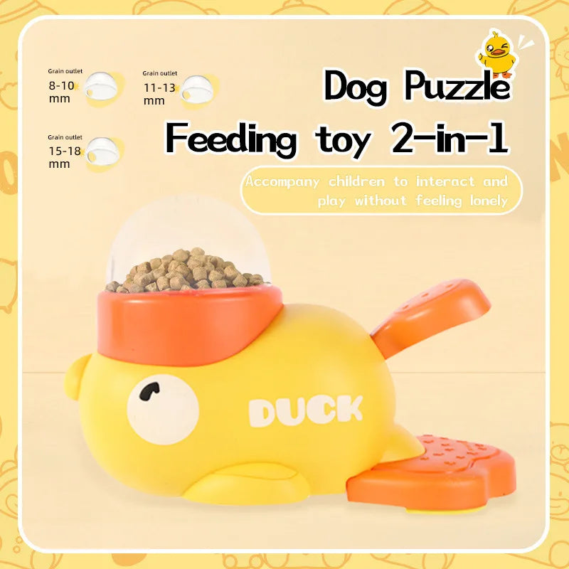 Interactive Pet Food Snack Treat Dispenser Cartoon Duck Design Dog Training Mental Enrichment