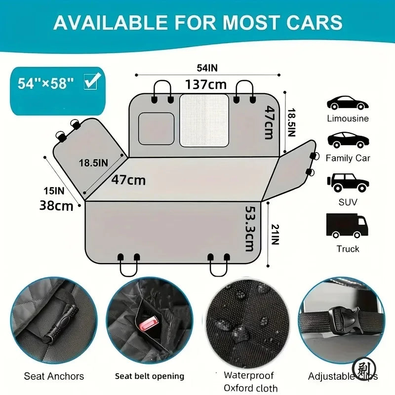 Ideal Dog Car Seat Cover, Waterproof, Scratch-Resistant for All Vehicles